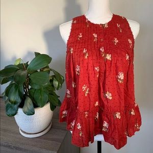 Ulla Johnson Red Swiss Dot Cecile Tank Blouse Top, Sample Size (See Description)